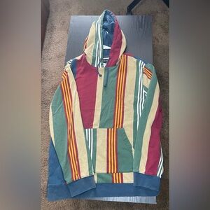 PacSun Multicolor Striped Hoodie - Green, Burgundy, Beige, Blue